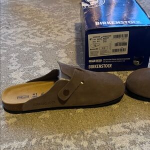Birkenstock Taupe Suede Slip-On Shoes